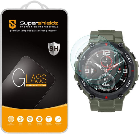 Supershieldz (3 Pack) Designed for Amazfit T-Rex and Amazfit T-Rex Pro Tempered Glass Screen Protector, Anti Scratch, Bubble Free...