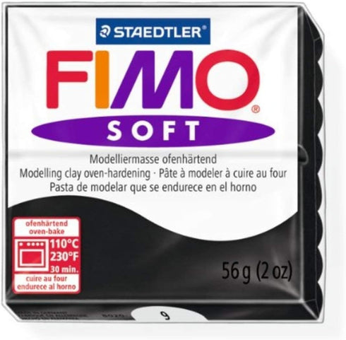 Staedtler Fimo Soft Black (9) Oven Bake Modelling Clay Moulding Polymer Block Colour 56g (1 Pack)...