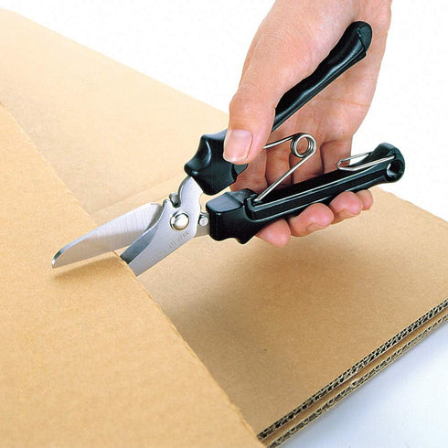 CANARY Heavy Duty Scissors with Wire Cutter 7.5" All Purpose Industrial Hand Shears for Metal, Wire, Cardboard, Leather, Rubber, Spring Loaded Han...