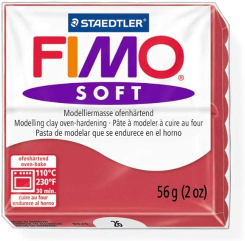 Staedtler Fimo Soft Cherry Red (26) Oven Bake Modelling Clay Moulding Polymer Block Colour 56g (1 Pack)...