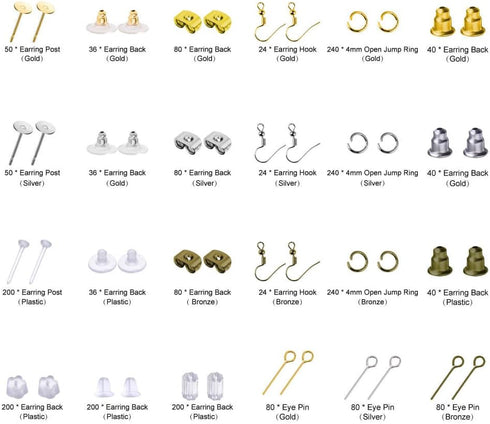 Paxcoo 2400Pcs Earring Making Supplies Kit with 24 Style Earring Hooks, Earring Backs, Earrings Posts and Earring Making Findings for Adult...