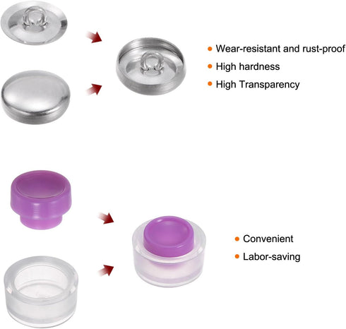HARFINGTON 200 Sets Self Cover Button Kit 24L 0.6" 15mm with Wire Backs Aluminum Buttons to Cover Fabric Button Maker Covered Buttons Kit with 4 T...