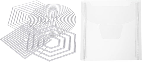 PATIKIL Stamp and Die Storage Bag, 50Pcs Horizontal Style Transparent Envelope Pocket with Label Stickers for Die Cuts Card Making DIY Paper Craft...