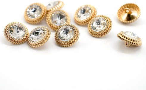 20 pcs Exquisite Rhinestone Golden Round Metal Sewing Shank Buttons for Coats -18mm -11/16"...