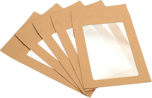 PATIKIL Full Face Window Envelopes 10 Pack 6'' Clear Double Sided for Mailing Statement Photos Catalogs, Brown...
