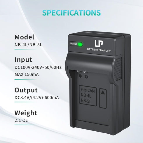 LP NB-4L NB-4LH NB-5L Battery Charger for Canon PowerShot ELPH 100 HS 300 HS 330 HS 310 HS SD1000 SD1100 is SD1400 is SD200 SD30 SD300 SD40 SD400 ...