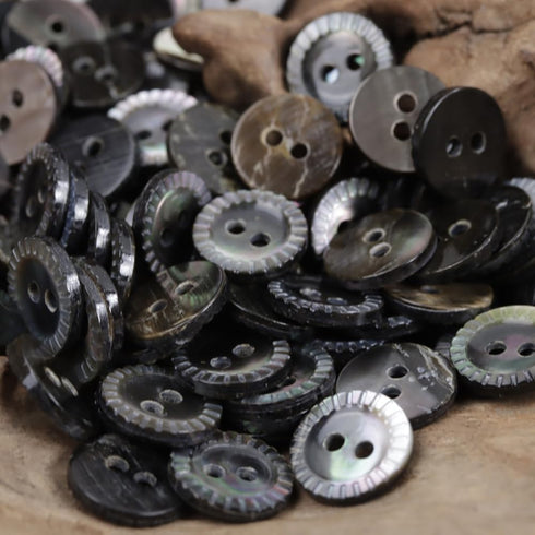 10 Pieces Genuine Black Mother of Pearl Buttons 10MM with Flower Pattern for Women Shirts Dresses Polo Skirts Sewing Craft, Natural Real Black Mop...