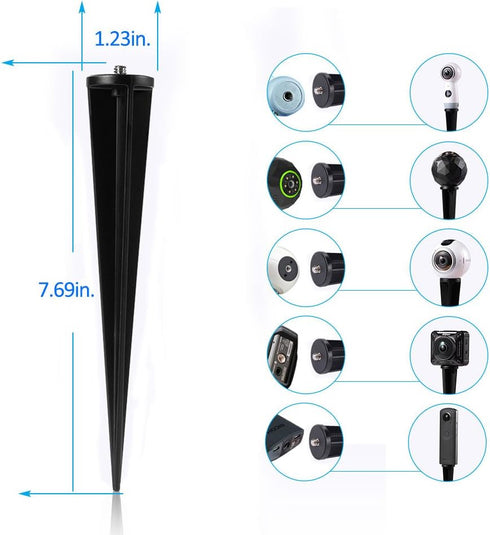 Spike Pole Mount Ground Stake for Insta360 One R Samsung Gear 360 2017 Edition Cam,360fly 360° Cam,Ricoh Theta V SC2 M15,LG 360,Nikon Keymission 1...