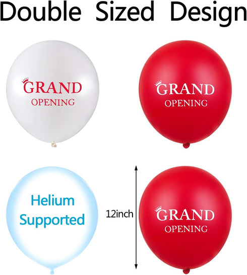 60 Pieces Grand Opening Balloons 12 Inch Double Side Celebrate Business Latex Balloons with 3 Pieces White Ribbons for Ceremony Decoration...