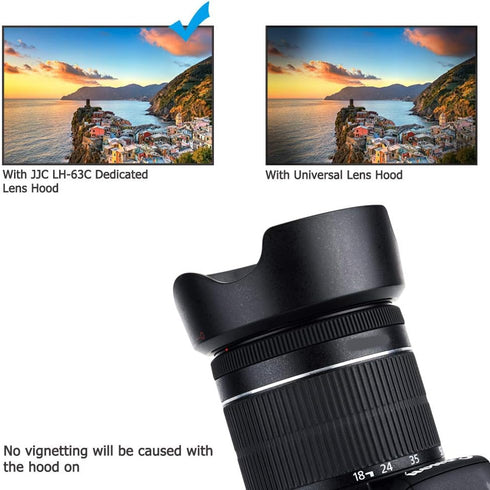 JJC EW-63C Reversible Lens Hood Sun Shade for Canon EOS Rebel T8i T7i T6i T5i SL3 SL2 90D 80D 70D 77D Camera with Kit Lens Canon EF-S 18-55mm f/3....