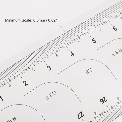 Film Flexible Ruler 30cm 0.5mm Scale with R Angle PET Plastic Folding Straight Ruler Calibration Soft Ruler Measuring Tool for Factory, Transparen...