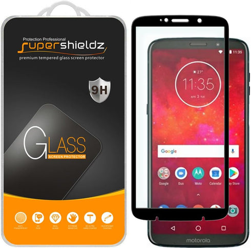 Supershieldz (2 Pack) Designed for Motorola Moto Z3 and Moto Z3 Play Tempered Glass Screen Protector, (Full Screen Coverage) Anti Scratch, Bubble ...