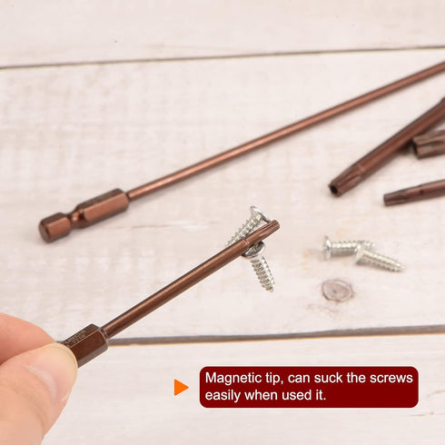 2pcs T30 Torx Bit 1/4" Hex Shank 4" Length Magnetic Security Star Screwdriver Power Tool, Red...