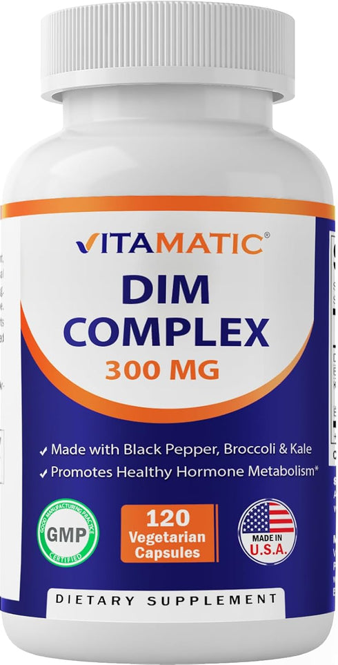 Vitamatic DIM Supplement Complex for Women & Men - 300mg - 120 Veg Capsules - Made with Black Pepper, Broccoli Powder & Kale Powder - Non-GMO & Gl...