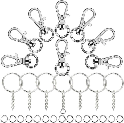 120Pcs Swivel Snap Hook Set,Stainless Steel Split Key Rings with Chain and Jump Rings Bulk for Keychain Lanyard,Jewelry,DIY Crafts Supplies...