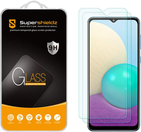 Supershieldz (2 Pack) Designed for Samsung Galaxy A02 Tempered Glass Screen Protector, Anti Scratch, Bubble Free...