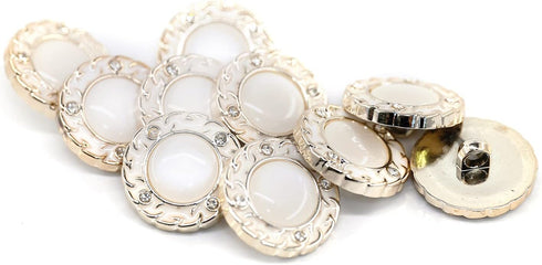 20 pcs White Translucent Acrylic Electroplate Enamel Edges Sewing Shank Buttons for Coats -25mm -1"...
