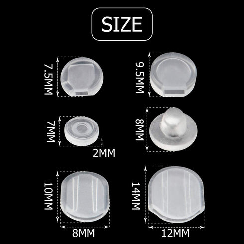 Earring Pads,60 Pieces 6 Sizes Comfort Earring Cushions Pads Silicone for Clip-on Earrings,Clear...