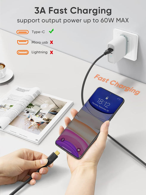 CableCreation [2-Pack Short USB to USB C Cable 1.6FT, USB C Data Transfer Cable 3.2 Gen2 10Gbps USB A to C Data Cable, Android Auto USB C Cable 3A...