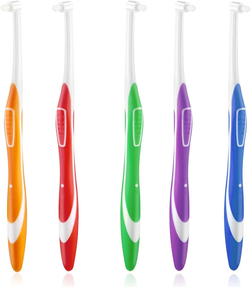 Ouligay 5Pcs Tuft Toothbrush Tufted Brush End-tuft Interspace Toothbrushes Single Tufted Toothbrush Soft Compact Interdental Toothbrush for Orthod...