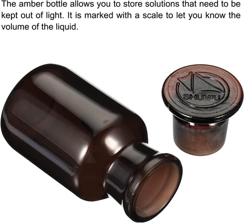 PATIKIL 125mL Reagent Media Bottle, 1Pcs Round Wide Mouth Glass Storage Bottle with Amber Cap for Chemistry Lab Universities Home, Amber...