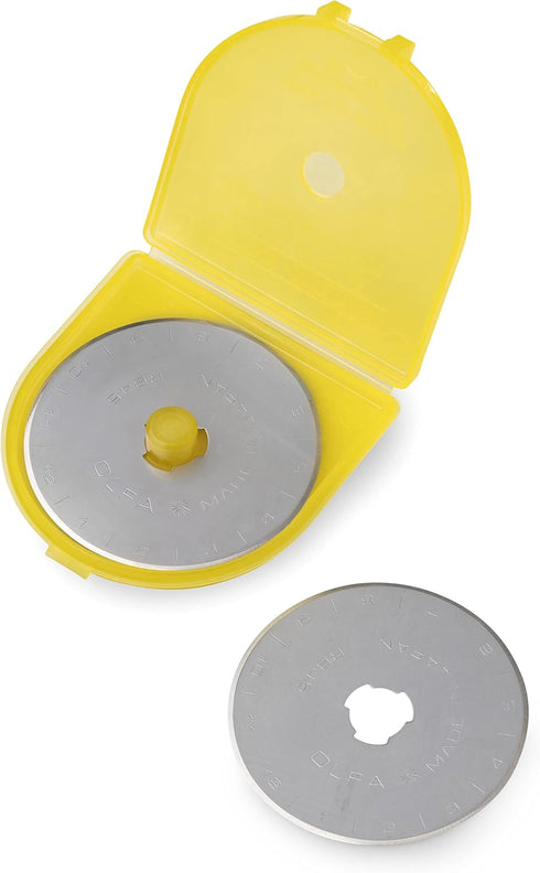 OLFA 18mm Rotary Cutter Replacement Blades, 2 Blades (RB18-2) - Stainless Steel Circular Rotary Fabric Cutter Blade for Crafts, Sewing, Quilting, ...