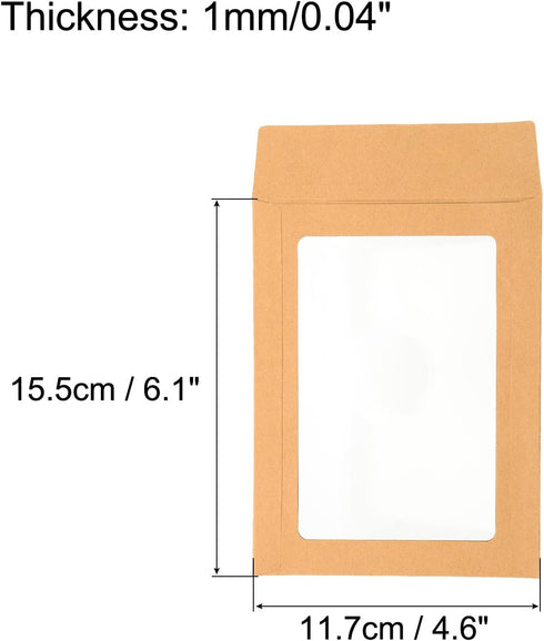 PATIKIL Full Face Window Envelopes 10 Pack 6'' Clear Double Sided for Mailing Statement Photos Catalogs, Brown...