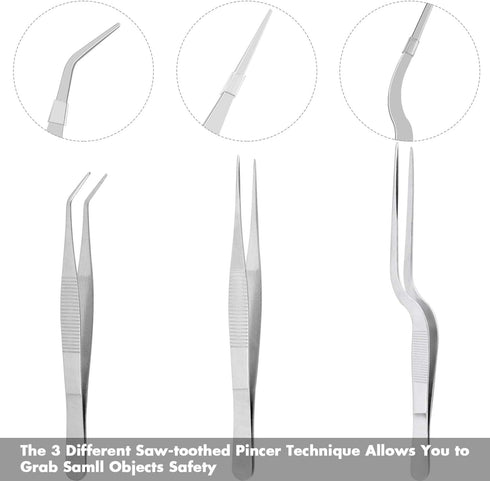 Cridoz 6 Pcs Stainless Steel Kitchen Cooking Tweezers Precision Tongs Drawing Spoons Offset Spatula for Food Culinary Plating Decorating...