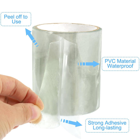 PATIKIL Waterproof Patch Seal Tape 8 in x 5 Ft, PVC Leak Proof Repair Tape Instant Sealing for HVAC Ducts, Roof Crack, Hoses Pipes, Awning, Clear...