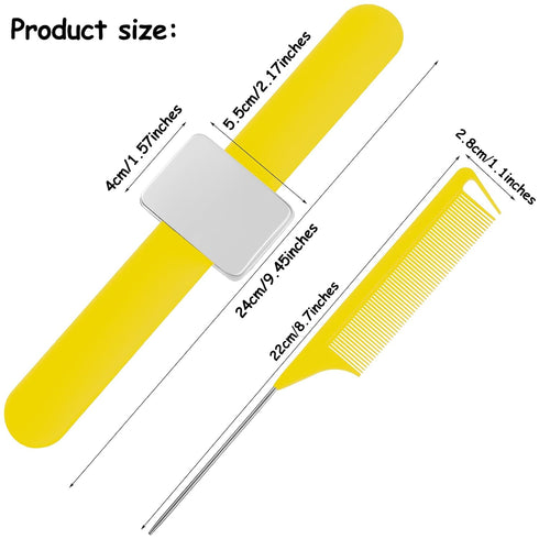 WILLBOND Magnetic Wrist Sewing Pincushion Wrist Magnetic Pin Holder Wristband Pin Cushion Holder with 3 Pcs Stainless Steel Pintail Comb Rat Tail ...