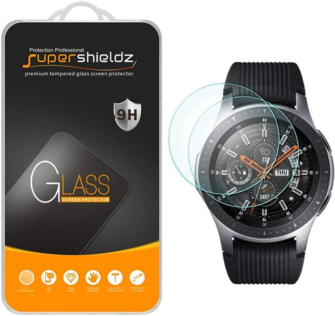 Supershieldz (2 Pack) Designed for Samsung Galaxy Watch (46mm) Tempered Glass Screen Protector, (Full Screen Coverage) Anti Scratch, Bubble Free...