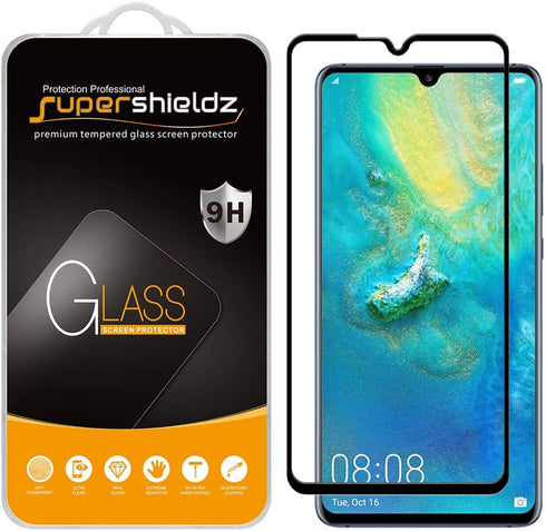 Supershieldz (2 Pack) Designed for Huawei (Mate 20 X) Tempered Glass Screen Protector, (Full Screen Coverage) Anti Scratch, Bubble Free (Black)...