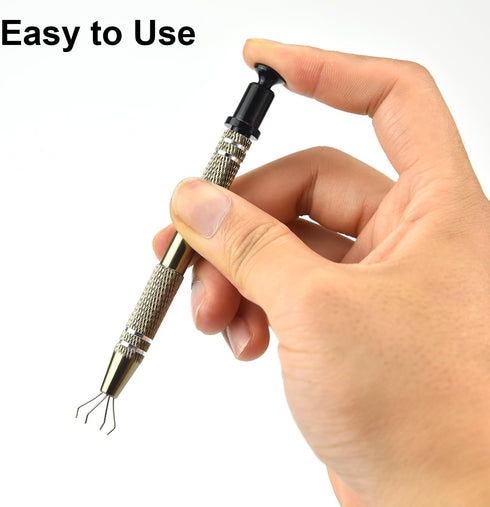 2 Pack Piercing Ball Grabber Tool, Stainless Steel 4-Claw Pick up Tool for Small Parts, Pick Up Tool with 4 Prongs Holder, Pickup Metal Grabber, E...