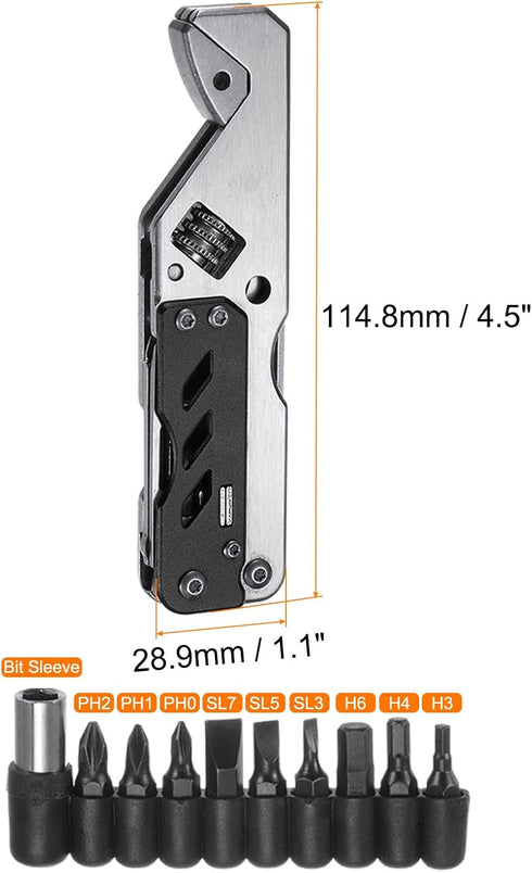 5 in 1 Multitool Wrench with Knife, Flat/Phillips Screwdriver and Bottle Opener, Folding Multifunctional Adjustable Wrenches with 9 in 1 Bits Set,...