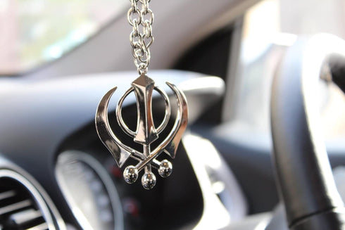 S,S Store Silver Colour Khanda For Car Rear Mirror(Car Hanging)...