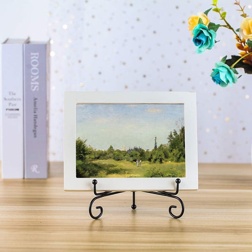 (4 pack)7"Iron Display Stand, Black Iron Easel Plate Display Photo Holder Stand, Displays Picture Frames, Cookbooks, Decorative Plates, Tablets an...