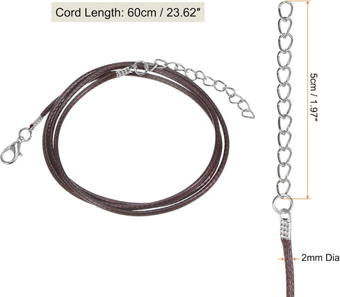 10pcs Waxed Necklace Cord Bulk, 23 Inches and 2mm Dia Necklace String Rope with Clasp for Pendants, Bracelets, Necklaces, Jewelry Making Beading S...
