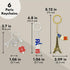 Juvale 6 Pack Paris Keychain, France Souvenir Gift, Eiffel Tower, French Flag, and Arc de Triomphe Metal Key Rings...