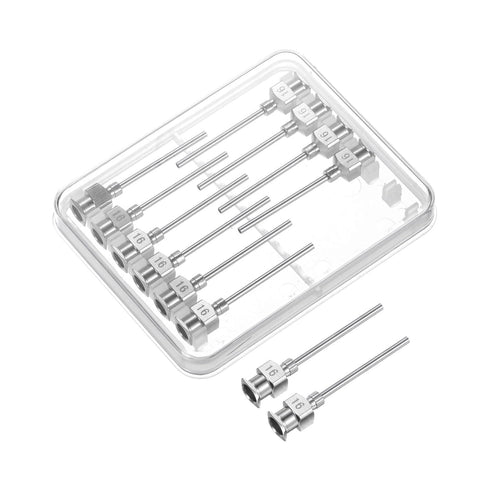 12pcs 16Gauge Stainless Steel Dispensing Needles, 1" All Metal Glue Needle Tube Blunt Tips Luer Lock for Thick Liquids, Ink, Glue, Lab Use...