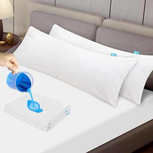 Body Pillow Protector Waterproof 2 Pack Body Pillow Cover with Zipper 21"x 55" Body Pillow Case White Pillowcase Encasement Machine Washable......