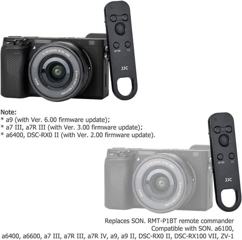 JJC Wireless Bluetooth Remote Control Replaces Sony RMT-P1BT for Sony A7R5 A7M4 ZV-E1 ZV-1F ZV-1 II ZV1 ZV-E10 FX30 A1 A7C II A7CII A6700 A6600 A6...