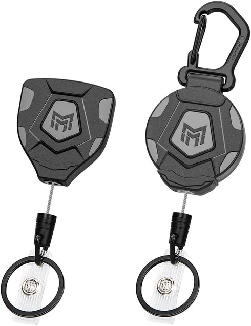 MNGARISTA Heavy Duty Retractable Keychain, Belt Clip Ver. & Carabiner Ver., 8 oz Retraction, 31.5" Steel Rope, Tactical ID Badge Reel with Key Cha...
