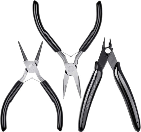 Jewelry Pliers, Cridoz Beading Pliers Set with Needle Nose Pliers, Round Nose Pliers and Wire Cutter for Jewelry Making Beading Repair Supplies an...
