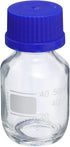 PATIKIL 50mL Reagent Media Bottle, 1Pcs Round Graduated Glass Storage Bottle Blue Screw Cap for Chemistry Lab Universities Home, Clear...
