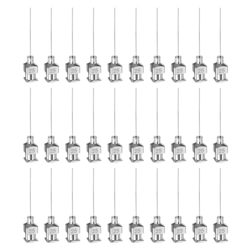30pcs 25Gauge Stainless Steel Dispensing Needles, 1" All Metal Glue Needle Tube Blunt Tips Luer Lock for Thick Liquids, Ink, Glue, Lab Use...