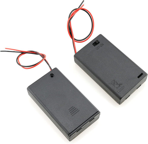 E-outstanding AAA Battery Case 4PCS 3 x 1.5V AAA Battery Case Holder,3 Slots x 1.5V AAA Battery Spring Clip Storage Box with ON/Off Switch and Wir...