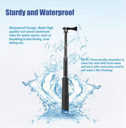 Selfie Stick + Camera Float Accessories Kit for GoPro,19” Waterproof Hand Grip Extension Portable Adjustable Monopod Pole for GoPro Hero 11 10 9 8...