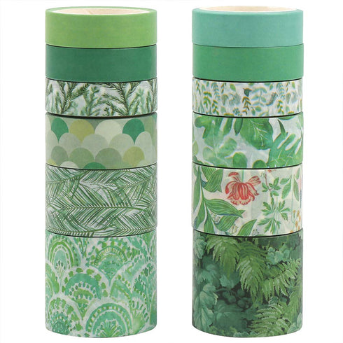 CCINEE 12 Rolls Green Washi Tape Set,Tropical Greenery Leaves Masking Tape for Bullet Journal Scrapbooking Planners Craft Supply...