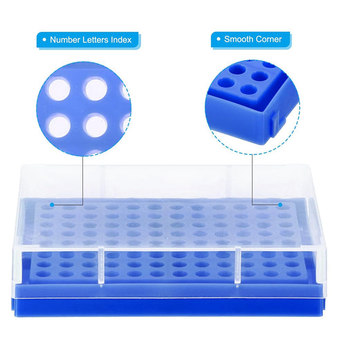PATIKIL Tube Rack, 3Pcs 96 Positions Test Tube Rack with Cover for 0.2ml, 0.5ml, 1.5ml, 2ml Centrifuge Tube, Blue...