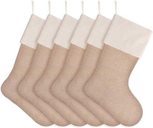 DECORA Natural Jute Burlap Christmas Stocking Fireplace Hanging for Gifts Goodies Handmade Projects Set of 6...